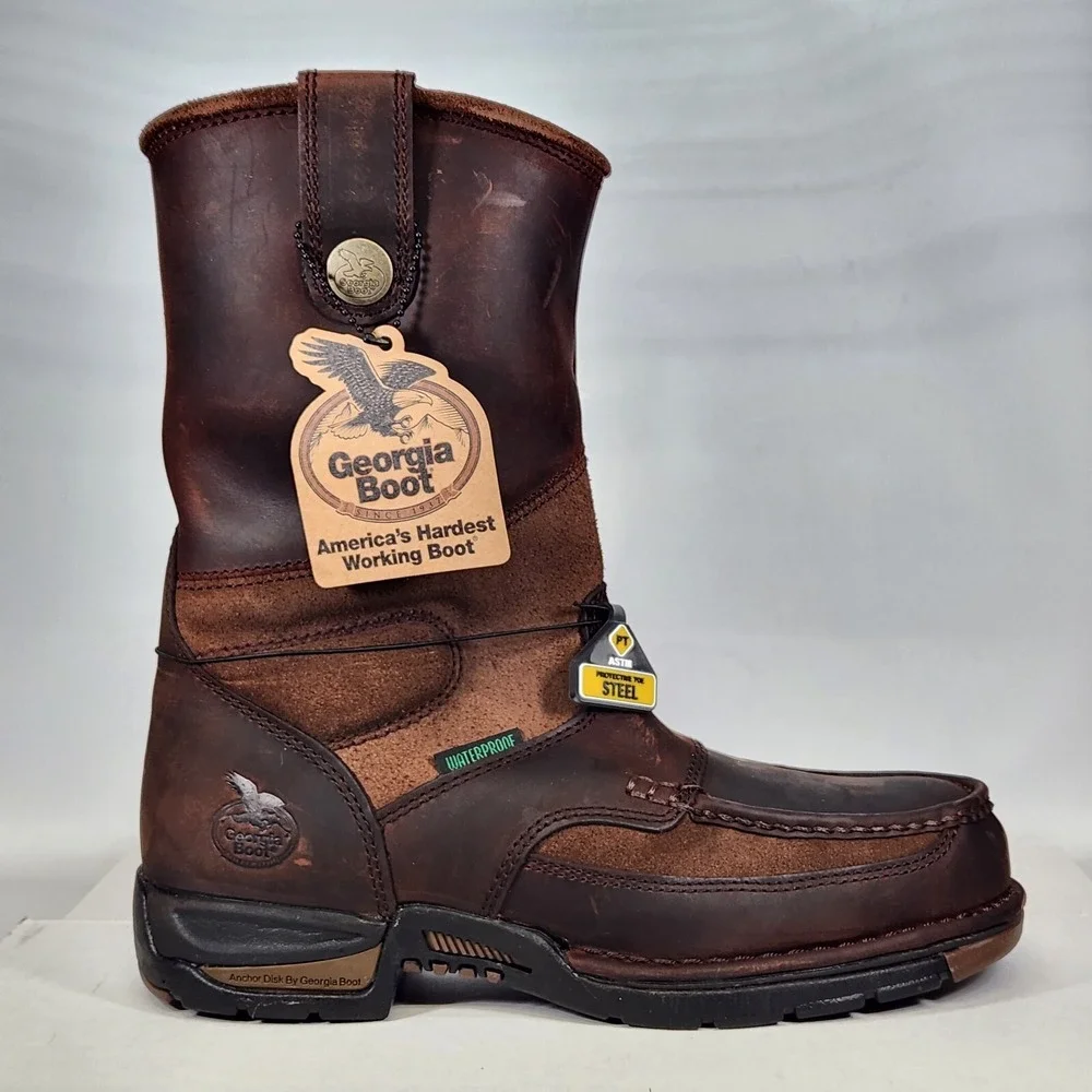 Georgia Boot Work Boots Mens Size 10 Brown Steel Toe Waterproof Leather G4603